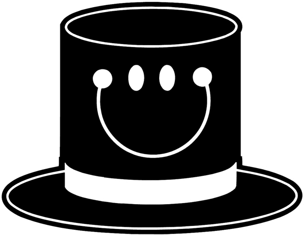 Tall hat with smiley face vinyl sticker. Customize on line. Hats 049-0080